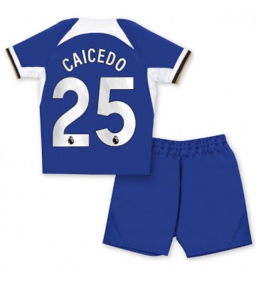 Chelsea Moises Caicedo #25 Koszulka Podstawowych Dziecięca 2023-24 Krótki Rękaw (+ Krótkie spodenki)